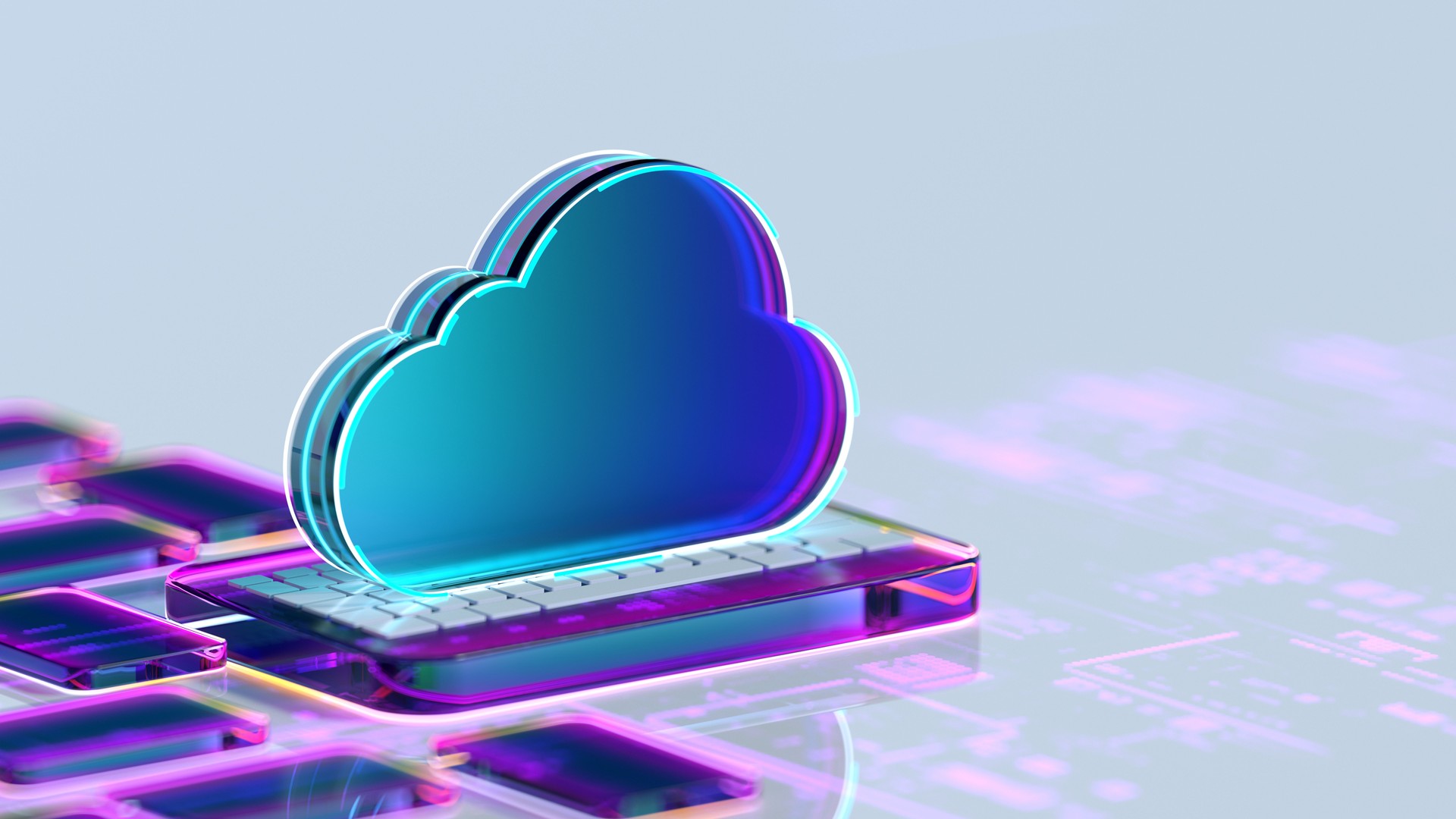 Cloud computing, conceptual digital technology background. copy space.